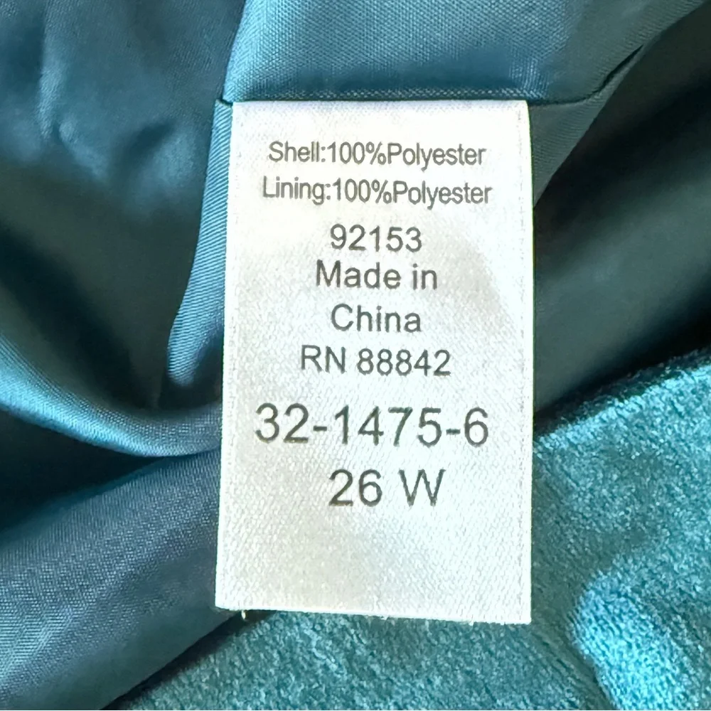 Roaman’s Teal Velvet Women's Blazer Jacket Size 26W - Picture 7 of 8